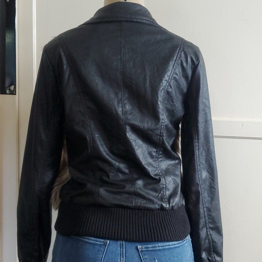 Jack by BB Dakota Faux Fur Vegan Leather Moto Jacket Size M - Picture 5 of 10